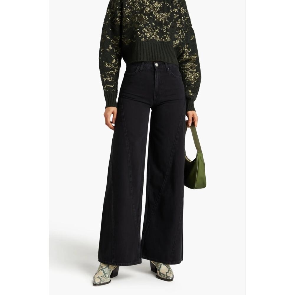 Boden Denim Black Wide Leg Jeans Retro High Waisted Classic Womens Size 10R